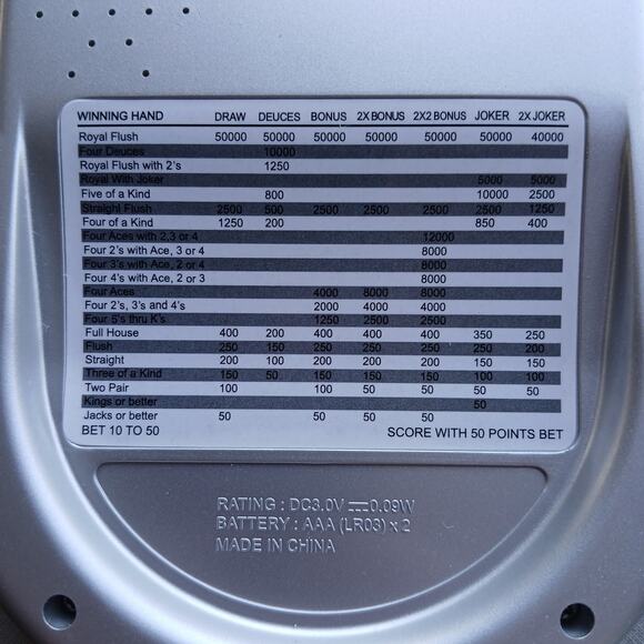 Mega Screen Electronic 7in1 Poker Handheld Game batteries not included (2 AAA) - Picture 7 of 8